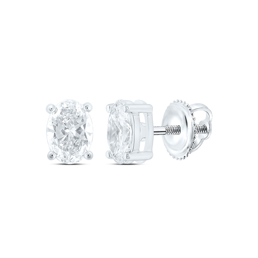 14K Yellow Or White Gold Lab Grown Diamond Oval Solitaire Earring