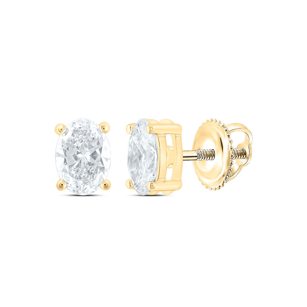 14K Yellow Or White Gold Lab Grown Diamond Oval Solitaire Earring