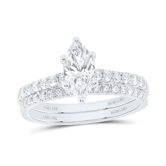 14K Yellow Or White Gold 1 1/4 Cttw Lab Grown Diamond 3/4 Cttw Center Marquise Bridal Set