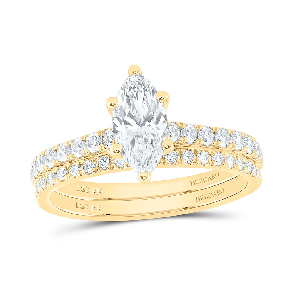 14K Yellow Or White Gold 1 1/4 Cttw Lab Grown Diamond 3/4 Cttw Center Marquise Bridal Set