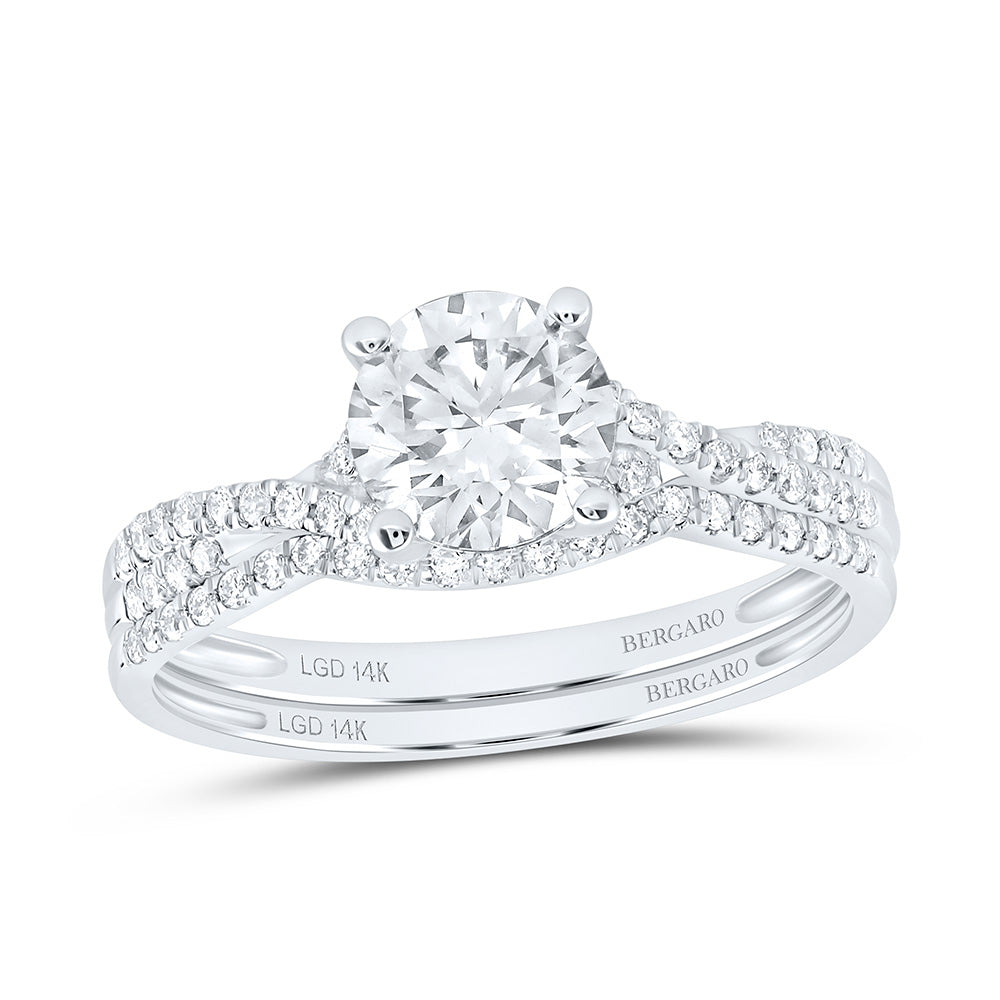 14K Yellow Or White Gold 1 1/4 Cttw Lab Grown Diamond 1 Cttw Center Round Bridal Set