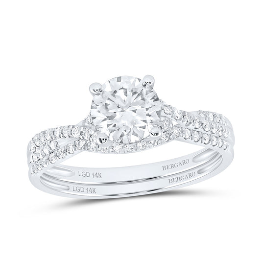14K Yellow Or White Gold 1 1/4 Cttw Lab Grown Diamond 1 Cttw Center Round Bridal Set