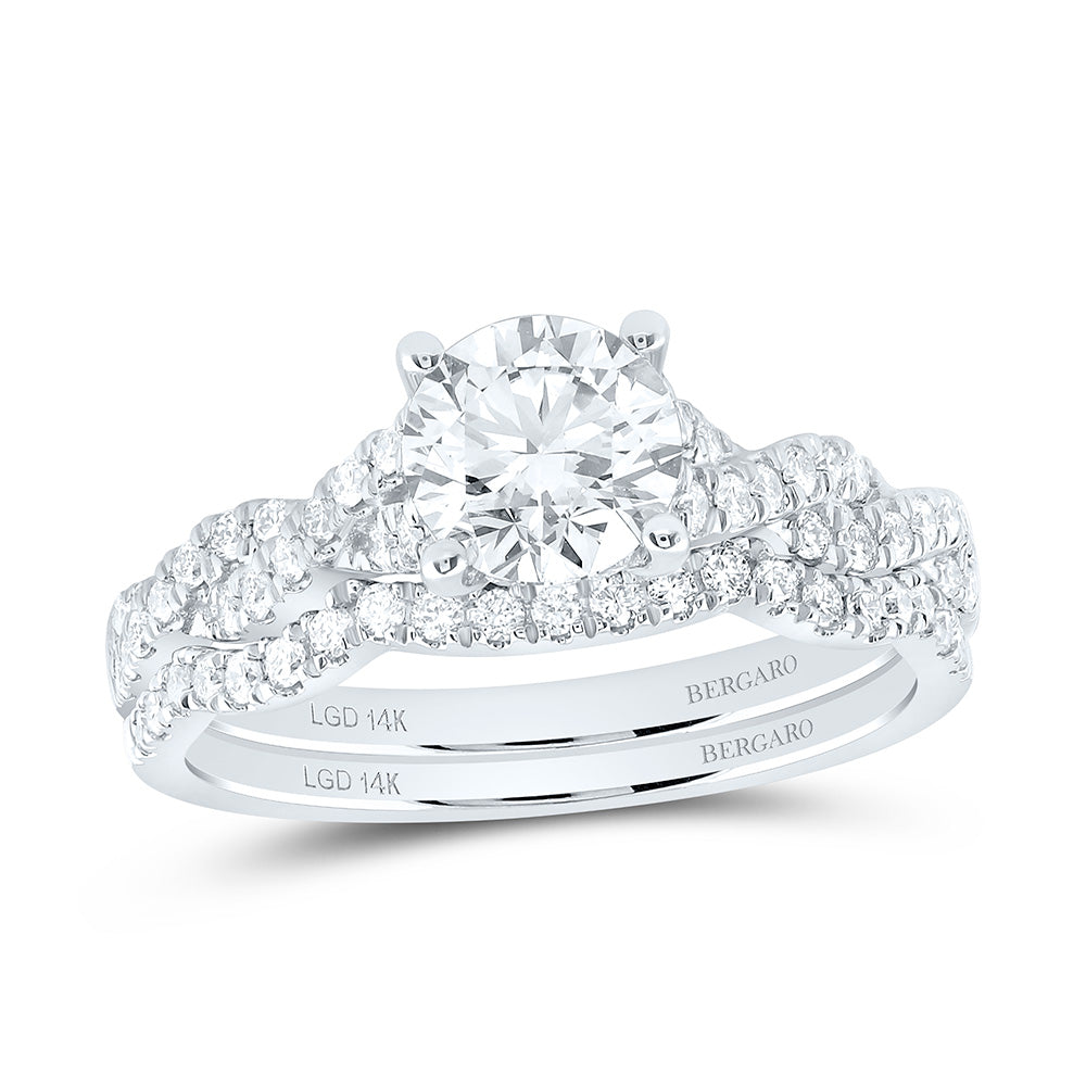 14K Yellow Or White Gold 1 1/2 Cttw Lab Grown Diamond 1 Cttw Center Round Bridal Set