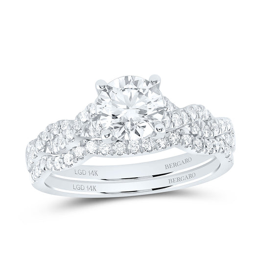 14K Yellow Or White Gold 1 1/2 Cttw Lab Grown Diamond 1 Cttw Center Round Bridal Set