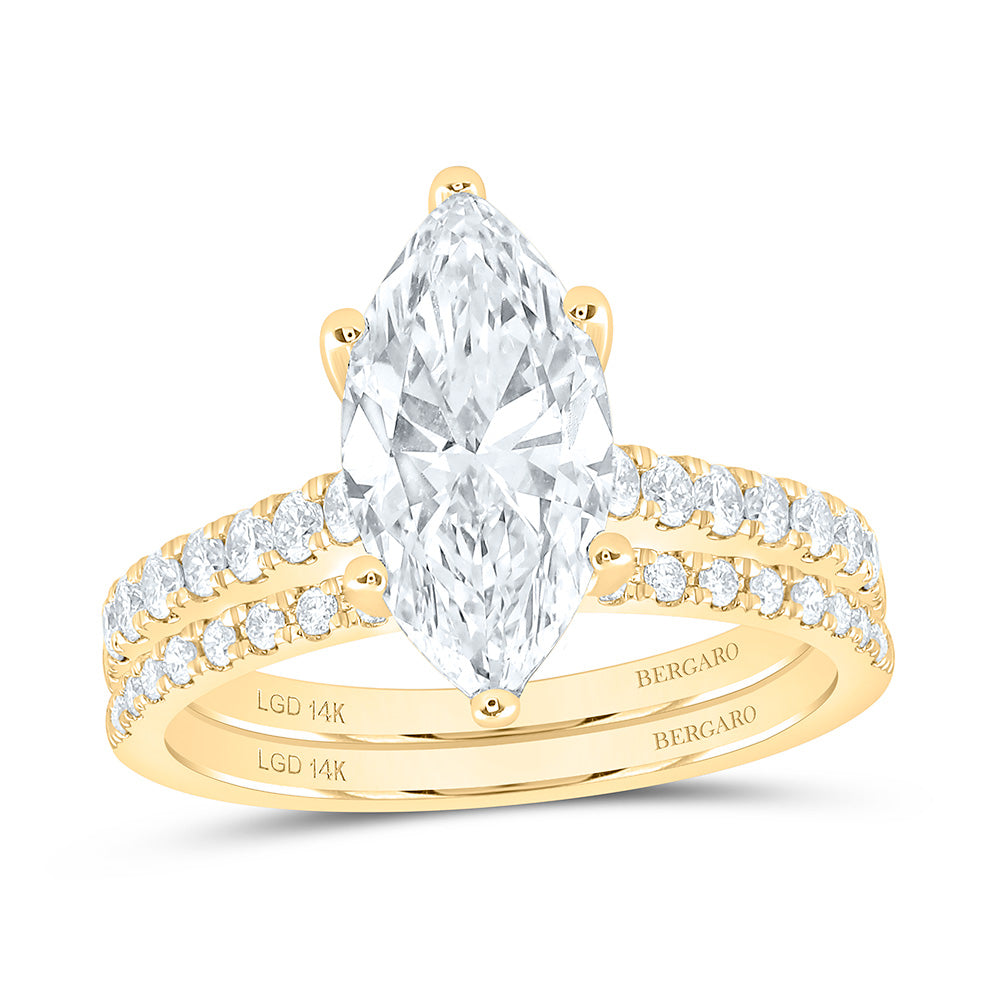 14K Yellow Or White Gold 2 1/2 Cttw Lab Grown Diamond 2 Cttw Center Marquise Bridal Set