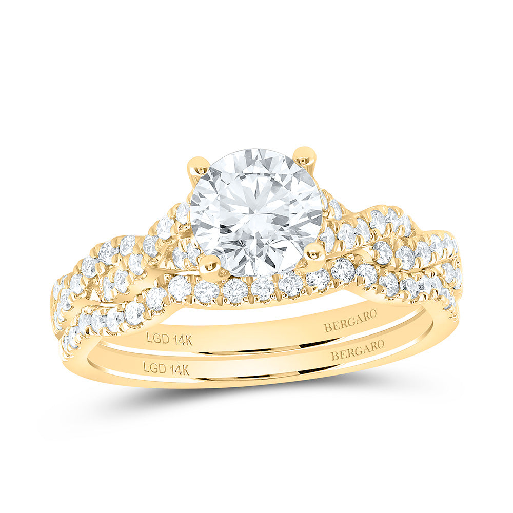 14K Yellow Or White Gold 1 1/2 Cttw Lab Grown Diamond 1 Cttw Center Round Bridal Set