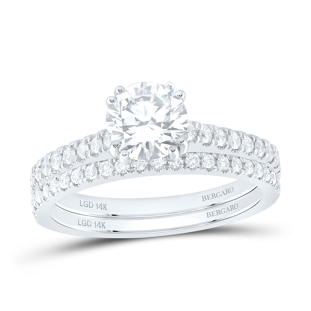 14K Yellow Or White Gold 1 1/2 Cttw Lab Grown Diamond 1 Cttw Center Round Bridal Set