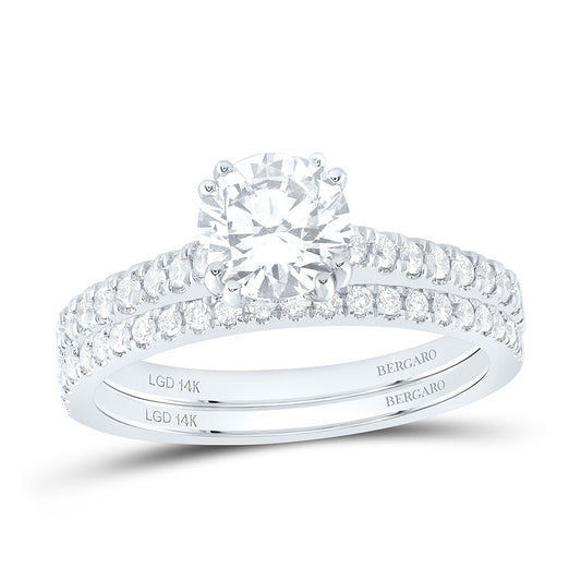 14K Yellow Or White Gold 1 1/2 Cttw Lab Grown Diamond 1 Cttw Center Round Bridal Set