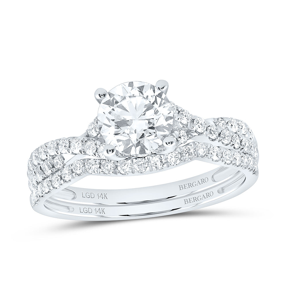 14K Yellow Or White Gold 1 1/2 Cttw Lab Grown Diamond 1 Cttw Center Round Bridal Set