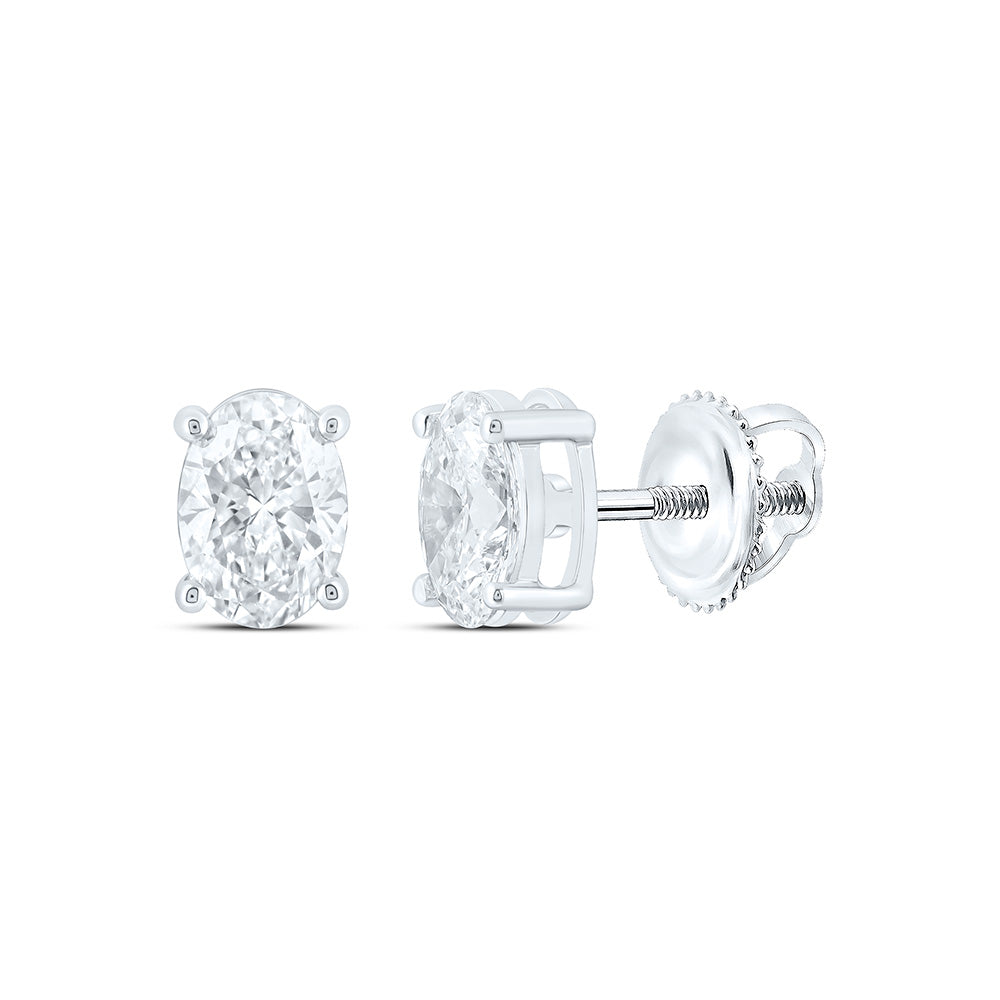 14K Yellow Or White Gold Lab Grown Diamond Oval Solitaire Earring