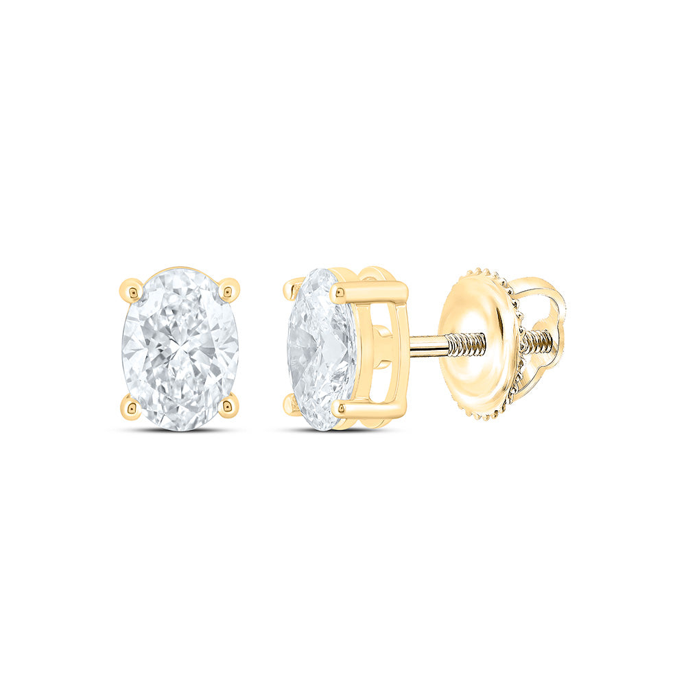 14K Yellow Or White Gold Lab Grown Diamond Oval Solitaire Earring
