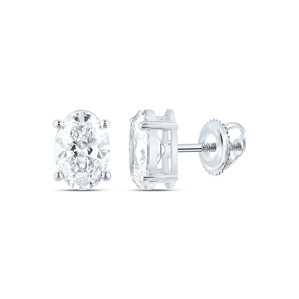 14K Yellow Or White Gold Lab Grown Diamond Oval Solitaire Earring