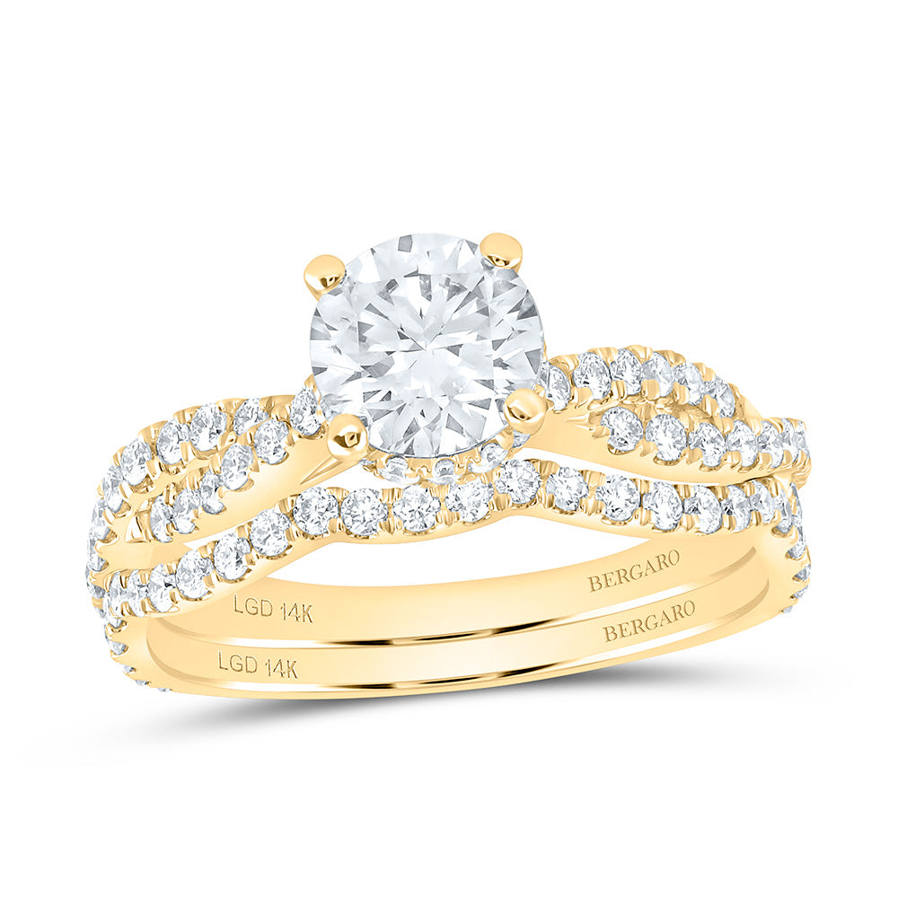 14K Yellow Or White Gold 1 3/4 Cttw Lab Grown Diamond 1 Cttw Center Round Bridal Set