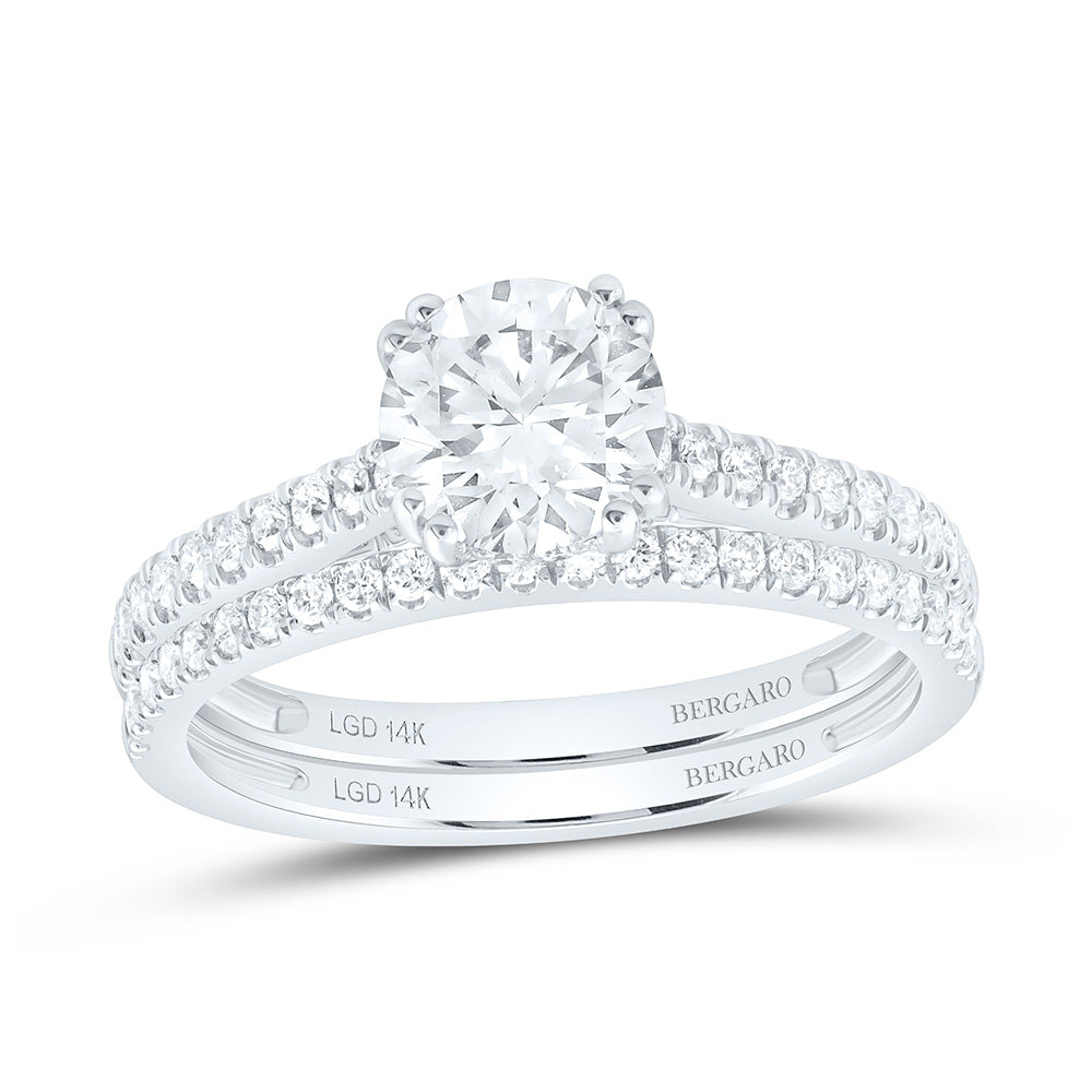 14K Yellow Or White Gold 1 1/2 Cttw Lab Grown Diamond 1 Cttw Center Round Bridal Set