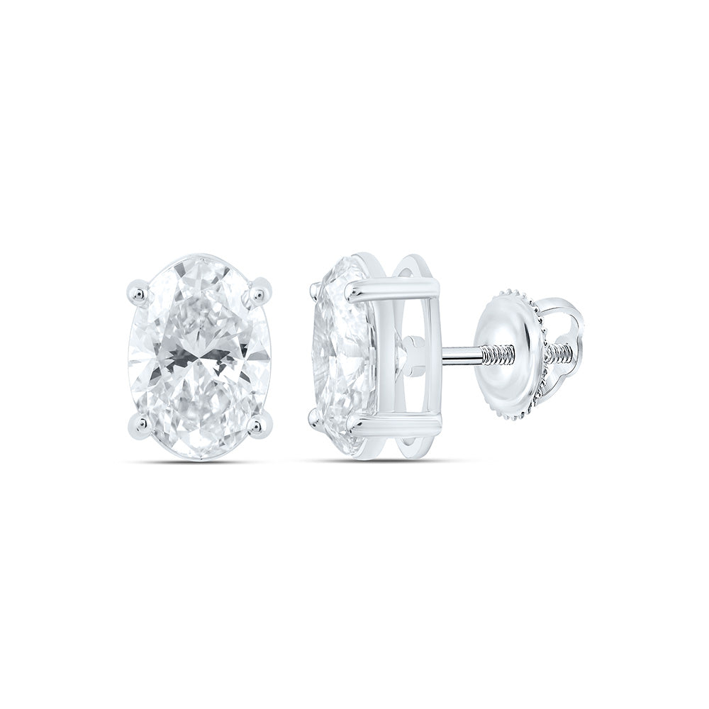 14K Yellow Or White Gold Lab Grown Diamond Oval Solitaire Earring