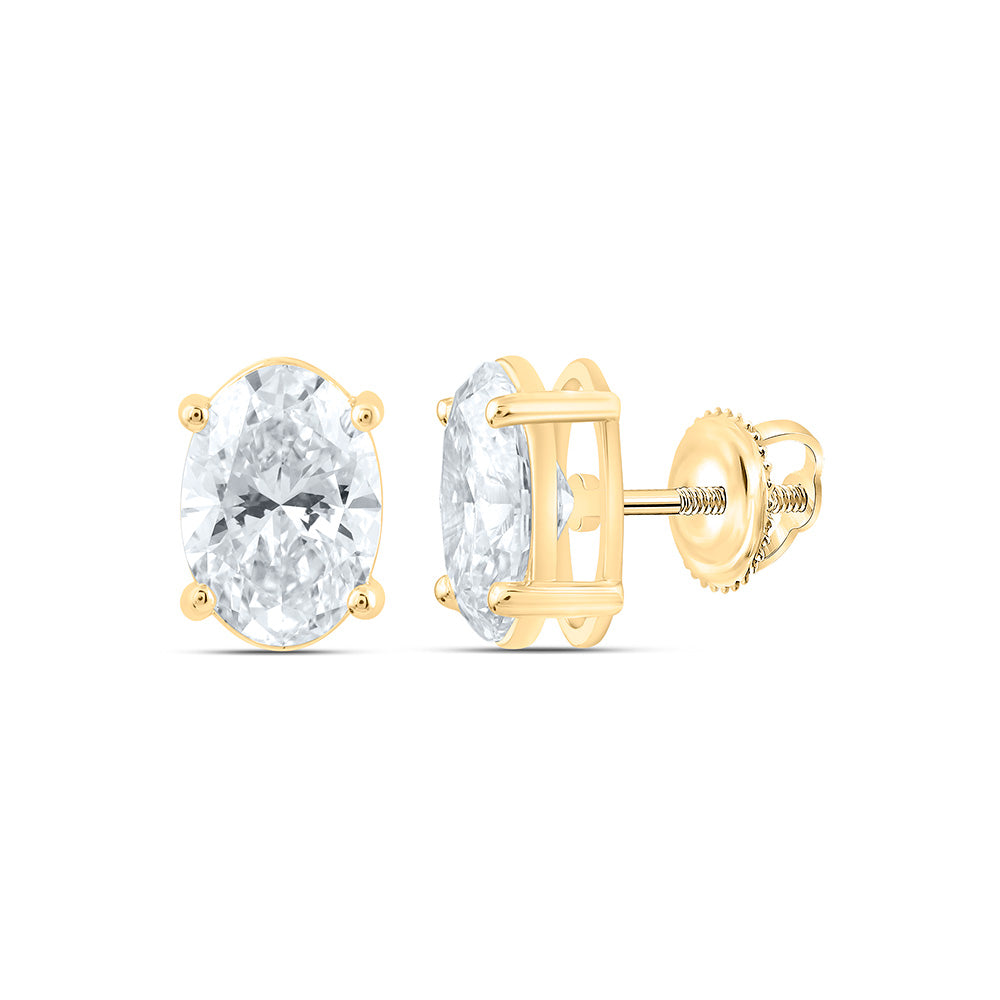 14K Yellow Or White Gold Lab Grown Diamond Oval Solitaire Earring