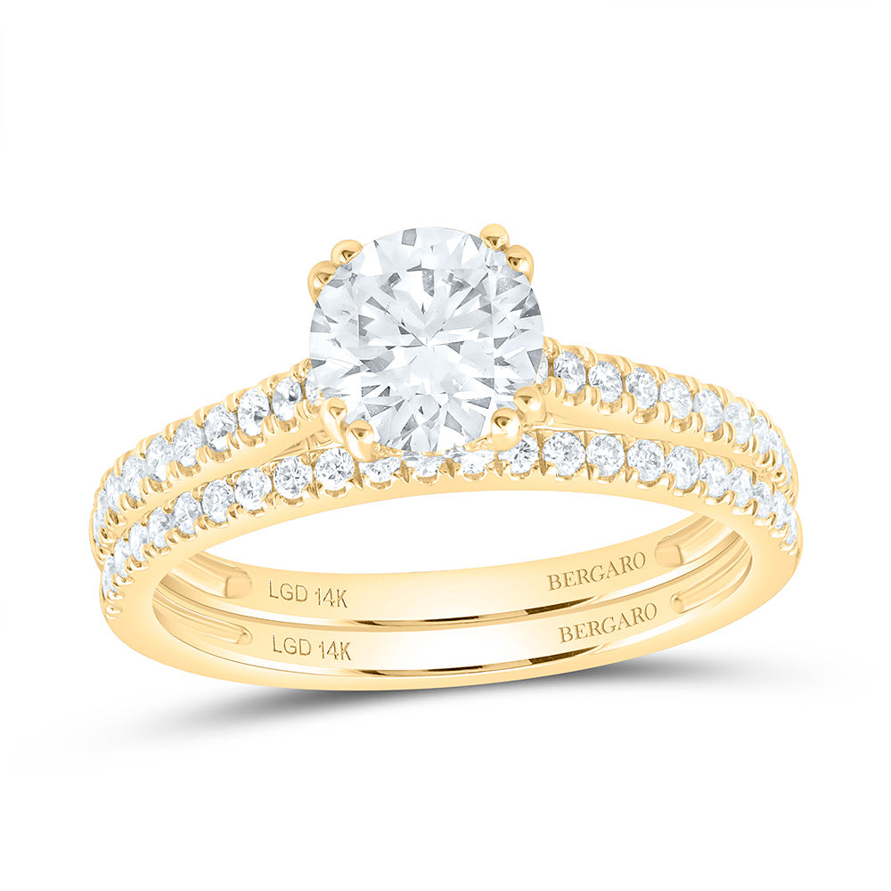 14K Yellow Or White Gold 1 1/2 Cttw Lab Grown Diamond 1 Cttw Center Round Bridal Set