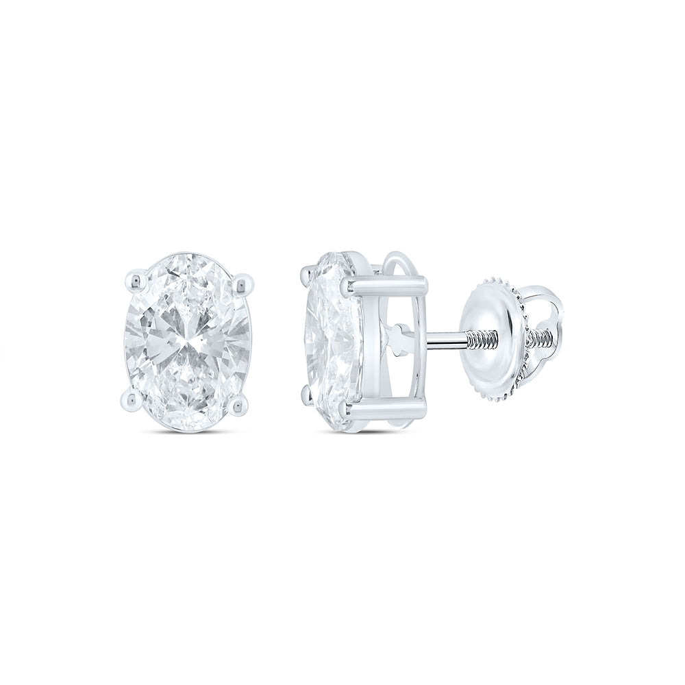 14K Yellow Or White Gold Lab Grown Diamond Oval Solitaire Earring