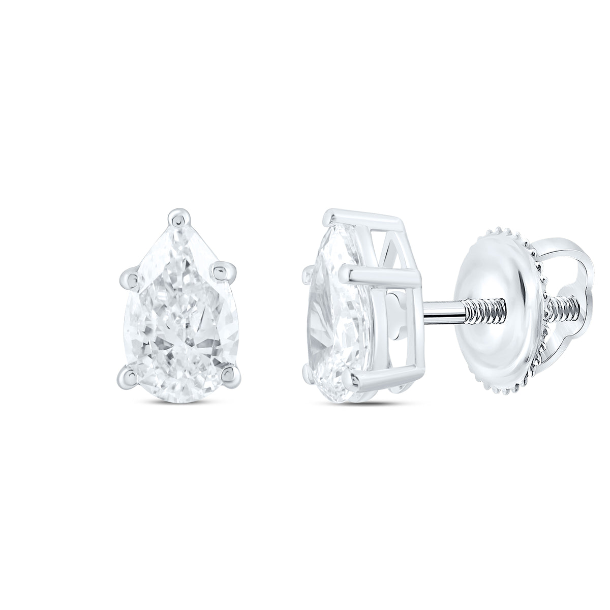 14K Yellow Or White Gold 1/2 Cttw Lab Grown Diamond Pear Solitaire Earring