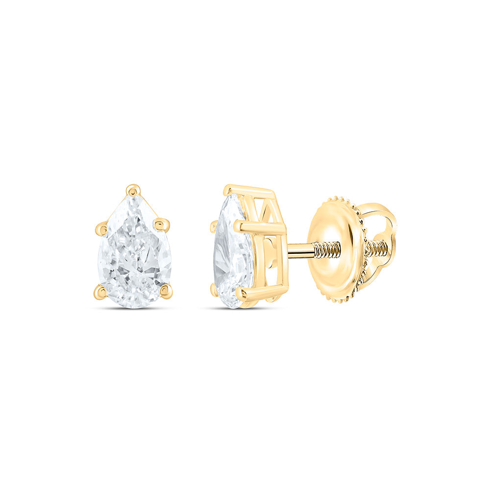 14K Yellow Or White Gold 1/2 Cttw Lab Grown Diamond Pear Solitaire Earring