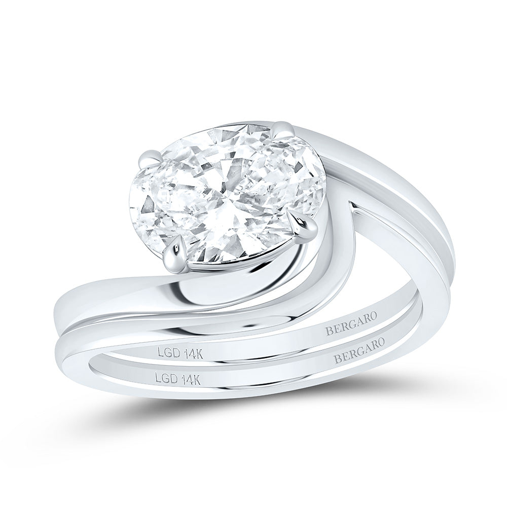 14K Yellow Or White Gold 2 Cttw Lab Grown Diamond Oval Bridal Set