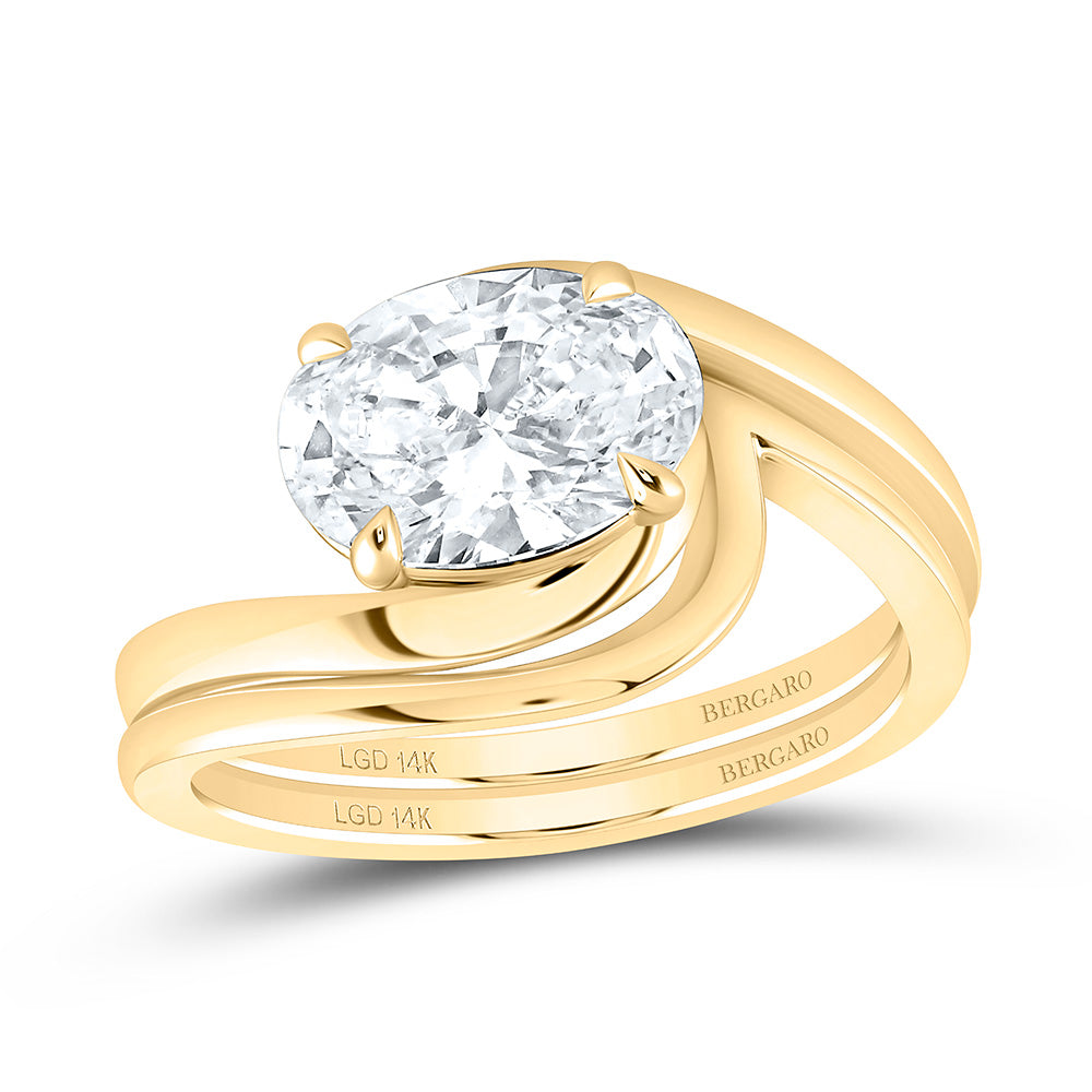 14K Yellow Or White Gold 2 Cttw Lab Grown Diamond Oval Bridal Set