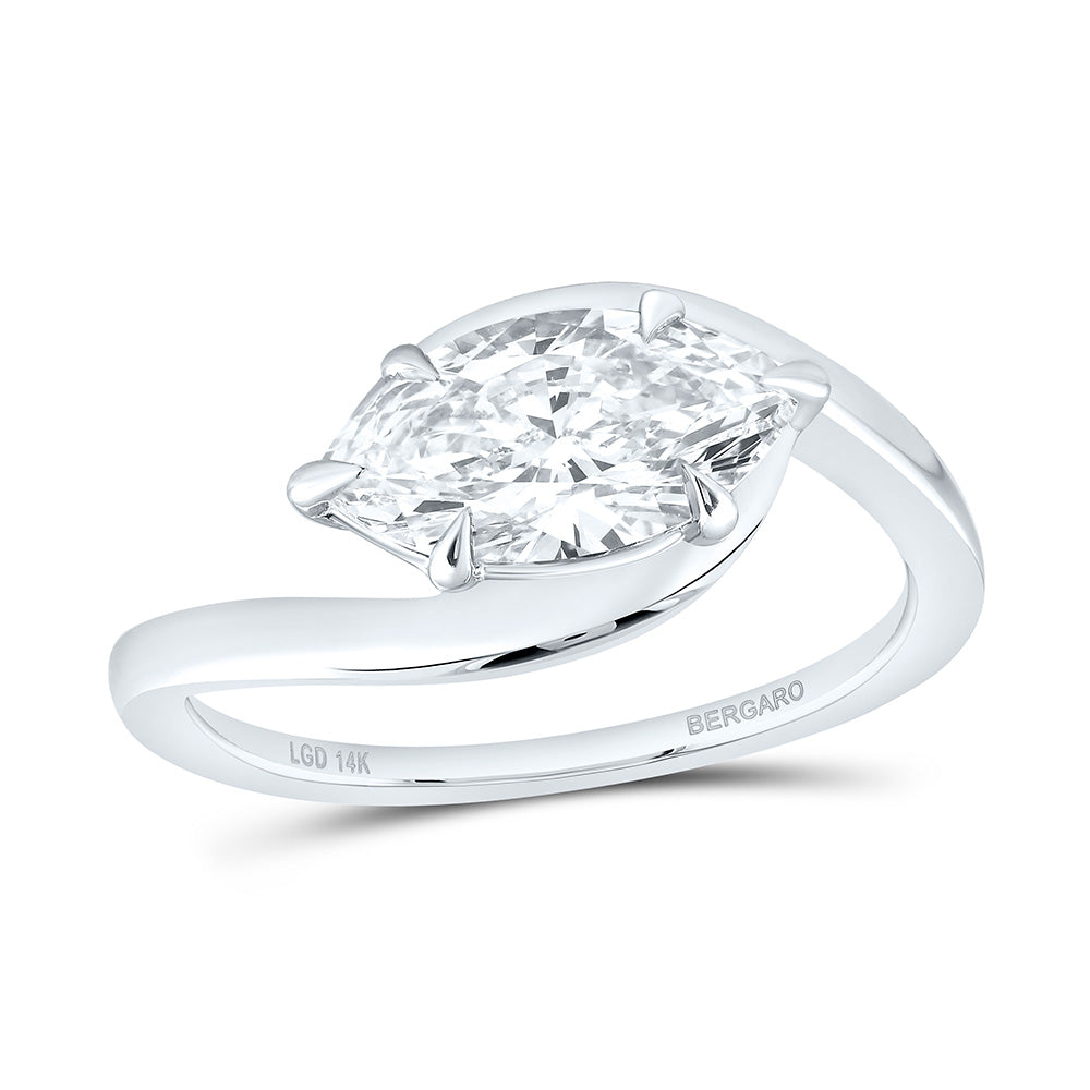14K Yellow Or White Gold 1 1/2 Cttw Lab Grown Diamond Marquise Engagement Ring