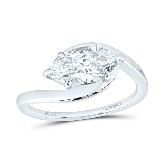 14K Yellow Or White Gold 1 1/2 Cttw Lab Grown Diamond Marquise Engagement Ring