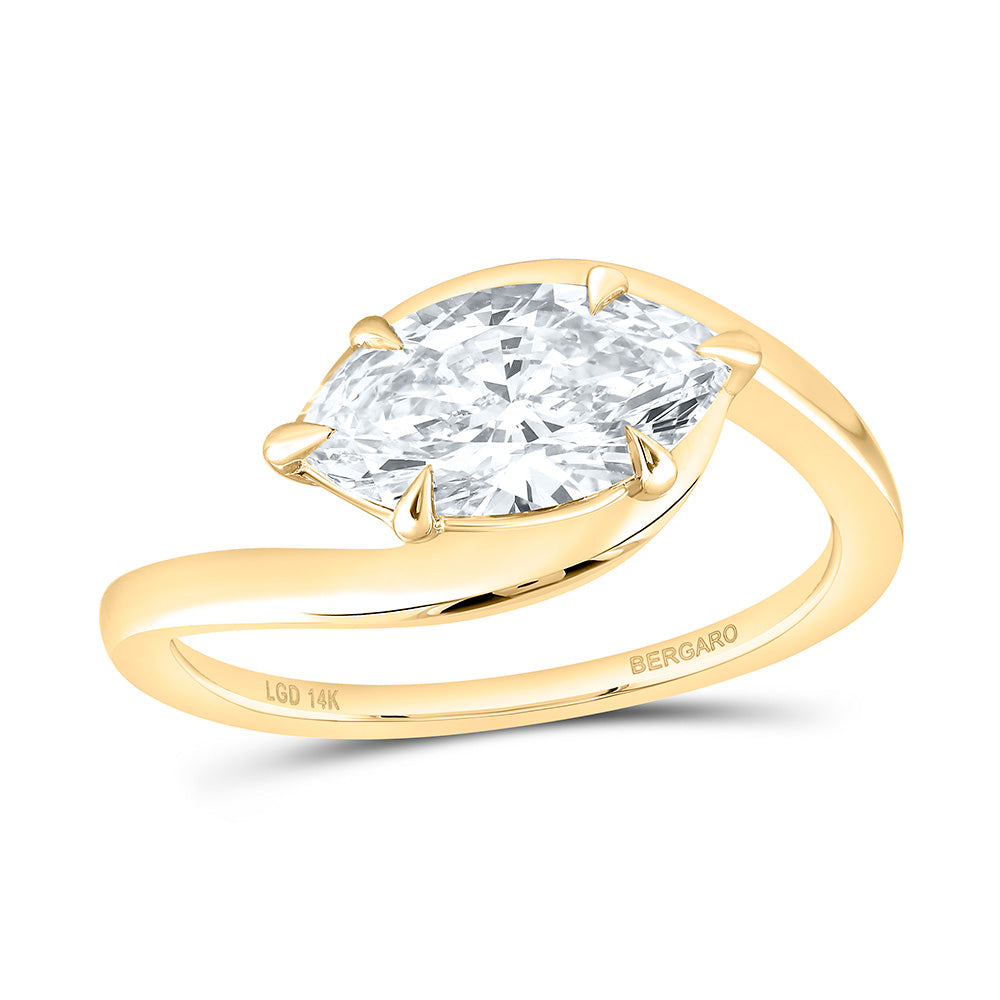 14K Yellow Or White Gold 1 1/2 Cttw Lab Grown Diamond Marquise Engagement Ring