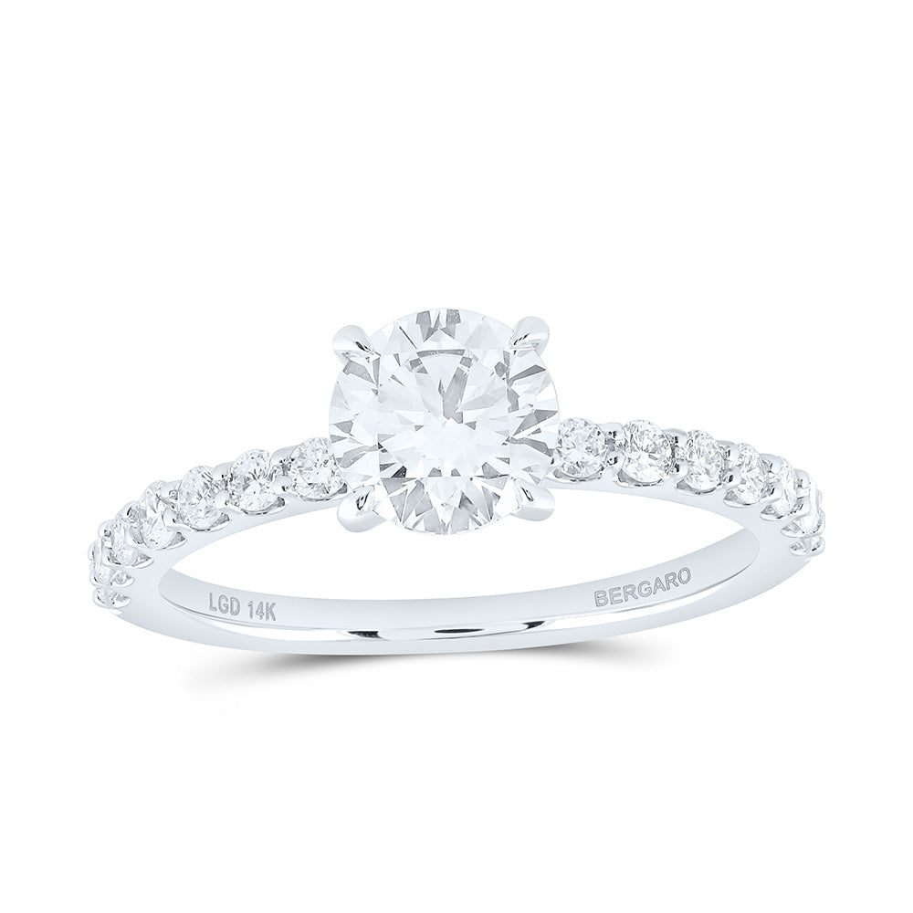 14K Yellow Or White Gold 1 1/3 Cttw Lab Grown Diamond 1 Cttw Center Round Engagement Ring
