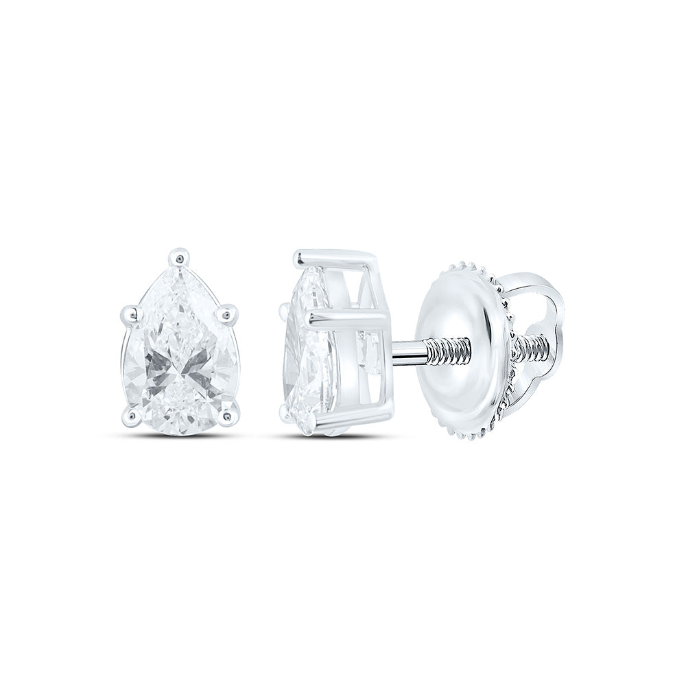 14K Yellow Or White Gold 3/4 Cttw Lab Grown Diamond Pear Solitaire Earring