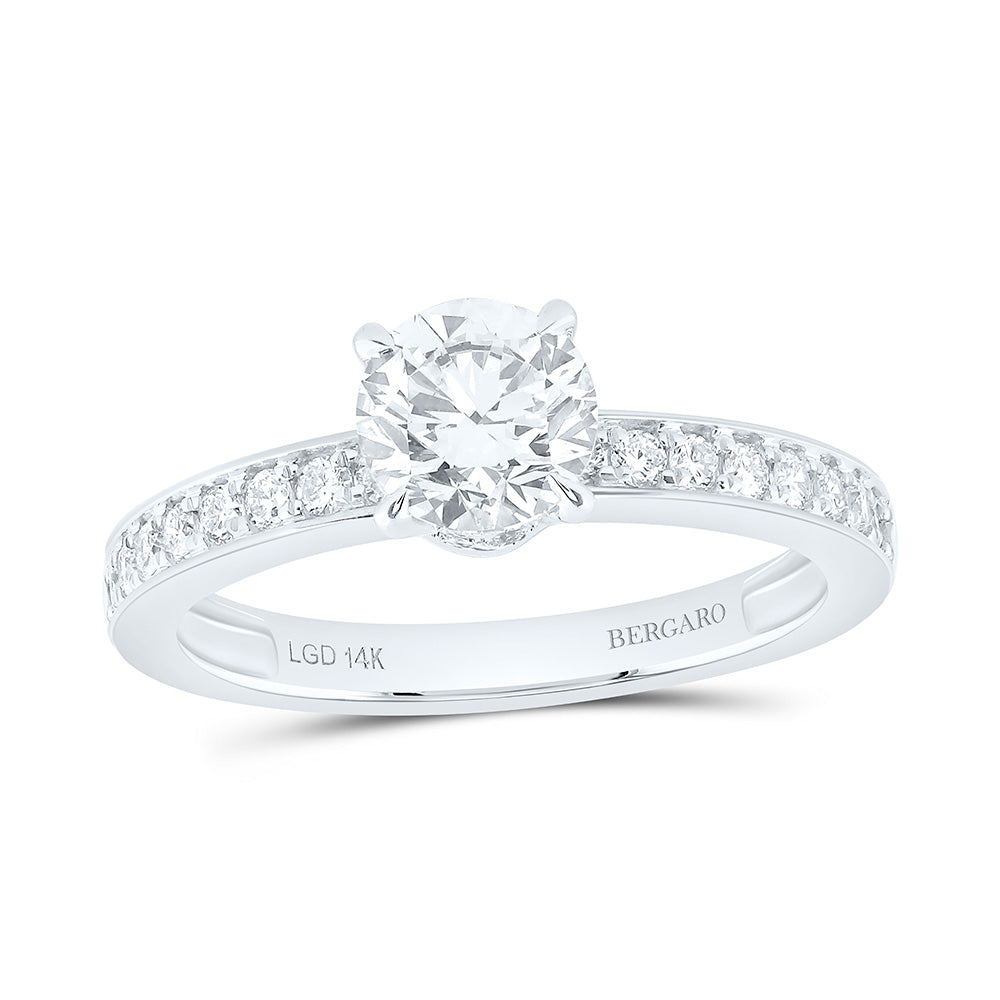 14K Yellow Or White Gold 1 1/3 Cttw Lab Grown Diamond 1 Cttw Center Round Engagement Ring