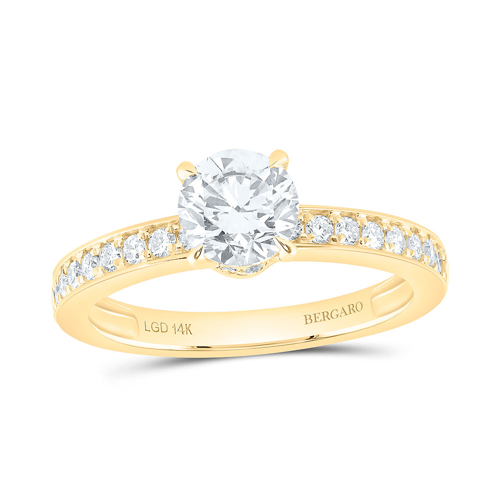 14K Yellow Or White Gold 1 1/3 Cttw Lab Grown Diamond 1 Cttw Center Round Engagement Ring