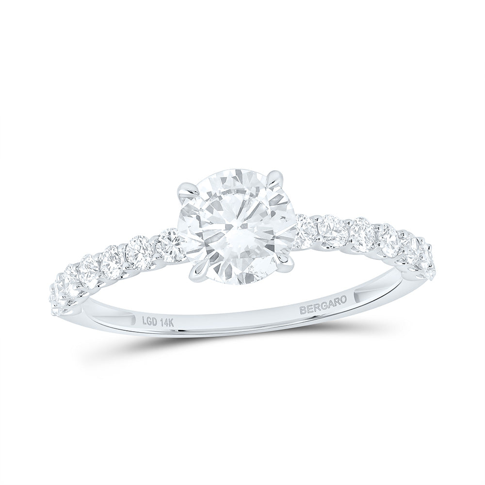 14K Yellow Or White Gold 1 3/8 Cttw Lab Grown Diamond 1 Cttw Center Round Engagement Ring