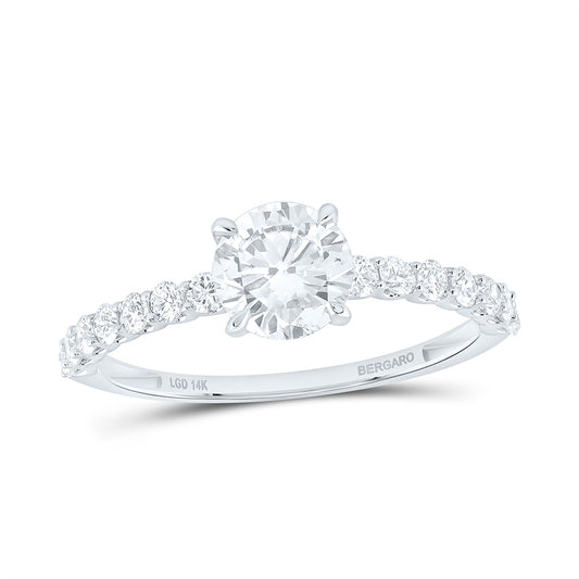 14K Yellow Or White Gold 1 3/8 Cttw Lab Grown Diamond 1 Cttw Center Round Engagement Ring