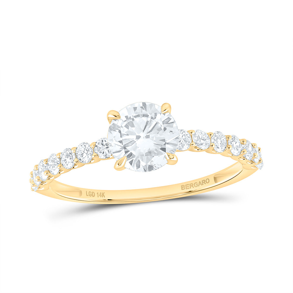 14K Yellow Or White Gold 1 3/8 Cttw Lab Grown Diamond 1 Cttw Center Round Engagement Ring