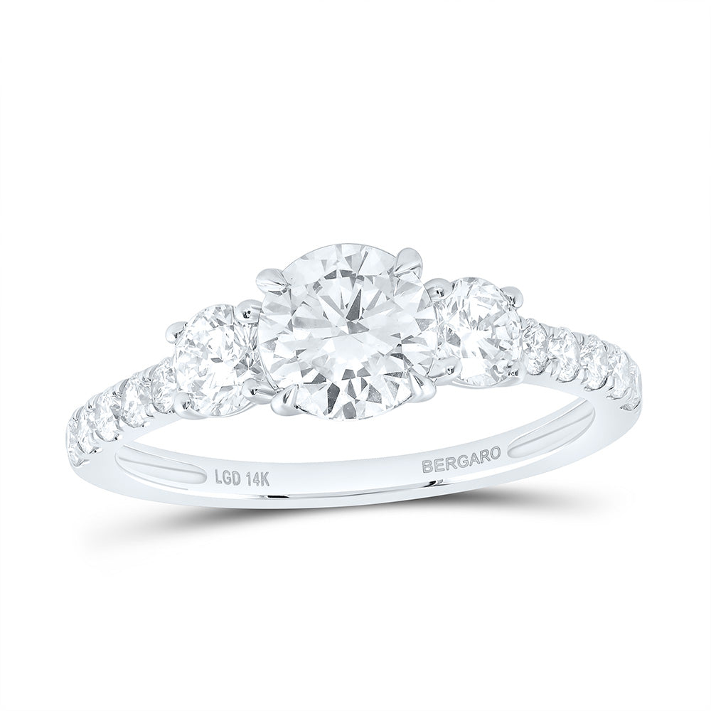 14K Yellow Or White Gold 1 7/8 Cttw Lab Grown Diamond 1 Cttw Center Round Engagement Ring