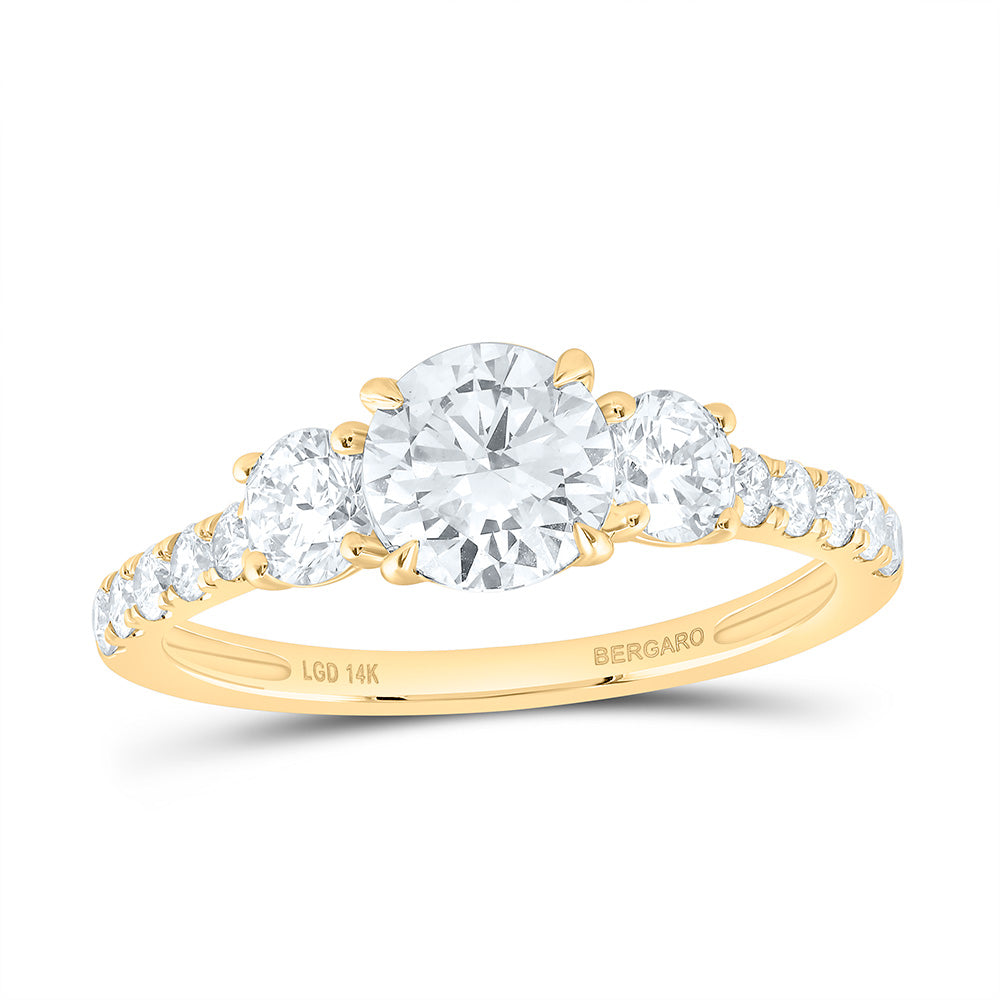 14K Yellow Or White Gold 1 7/8 Cttw Lab Grown Diamond 1 Cttw Center Round Engagement Ring