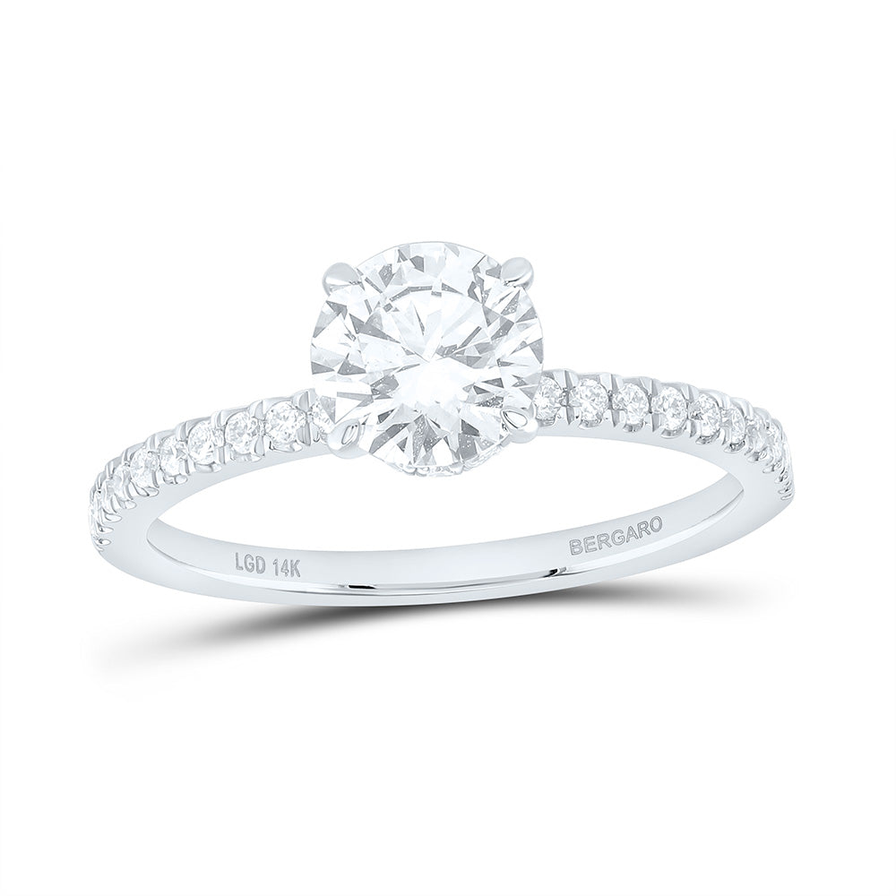14K Yellow Or White Gold 1 1/4 Cttw Lab Grown Diamond 1 Cttw Center Round Engagement Ring