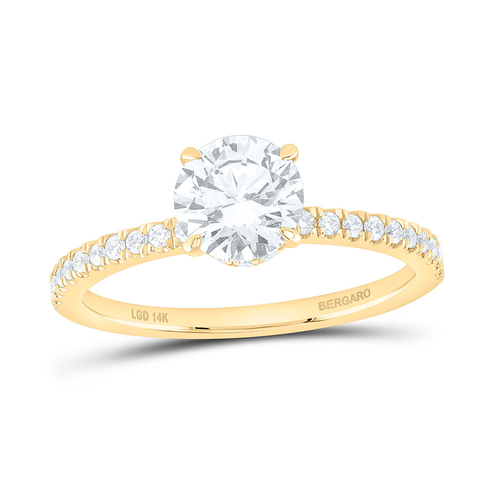 14K Yellow Or White Gold 1 1/4 Cttw Lab Grown Diamond 1 Cttw Center Round Engagement Ring