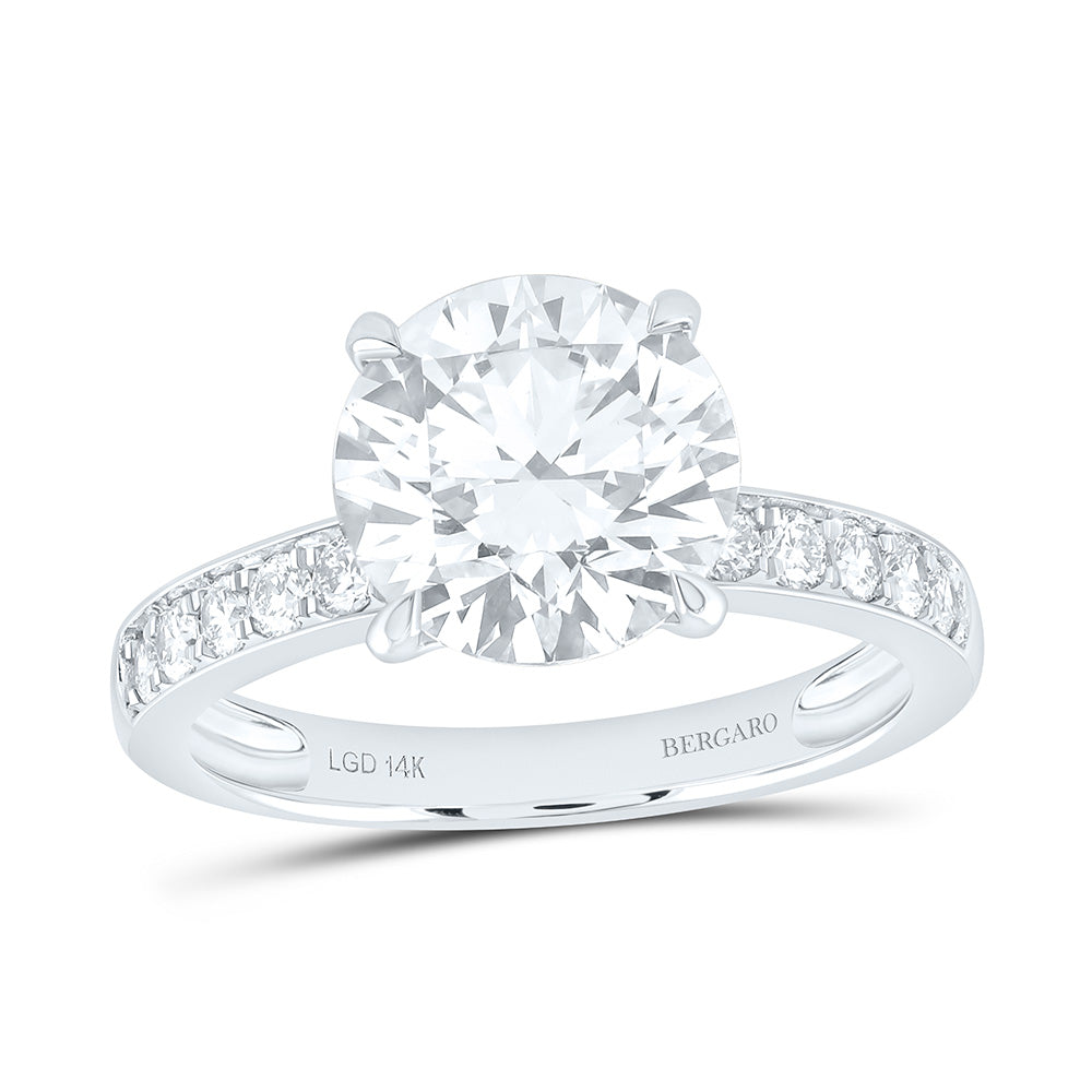 14K Yellow Or White Gold 3 1/2 Cttw Lab Grown Diamond 3 Cttw Center Round Engagement Ring