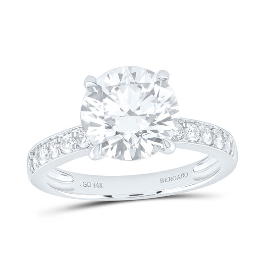 14K Yellow Or White Gold 3 1/2 Cttw Lab Grown Diamond 3 Cttw Center Round Engagement Ring