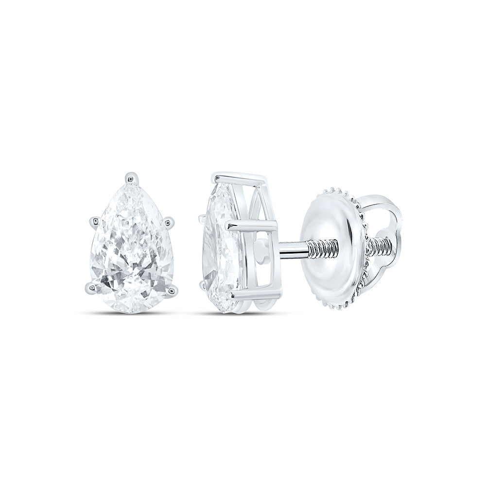 14K Yellow Or White Gold 1 1/2 Cttw Lab Grown Diamond Pear Solitaire Earring