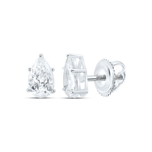 14K Yellow Or White Gold 1 1/2 Cttw Lab Grown Diamond Pear Solitaire Earring