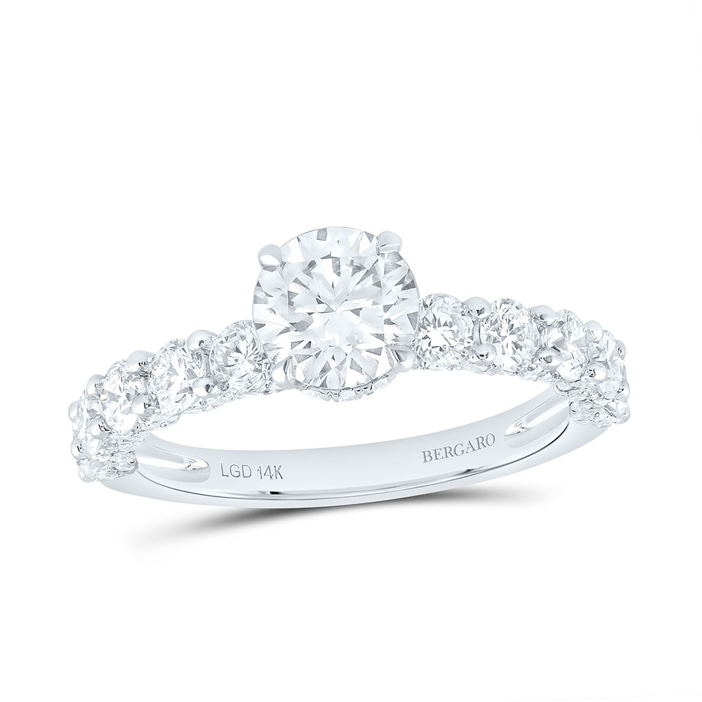 14K Yellow Or White Gold 2 1/2 Cttw Lab Grown Diamond 1 Cttw Center Round Engagement Ring