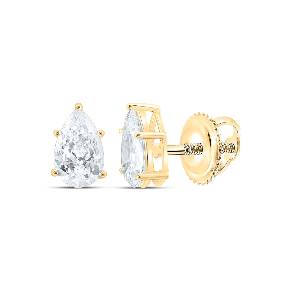 14K Yellow Or White Gold 1 1/2 Cttw Lab Grown Diamond Pear Solitaire Earring