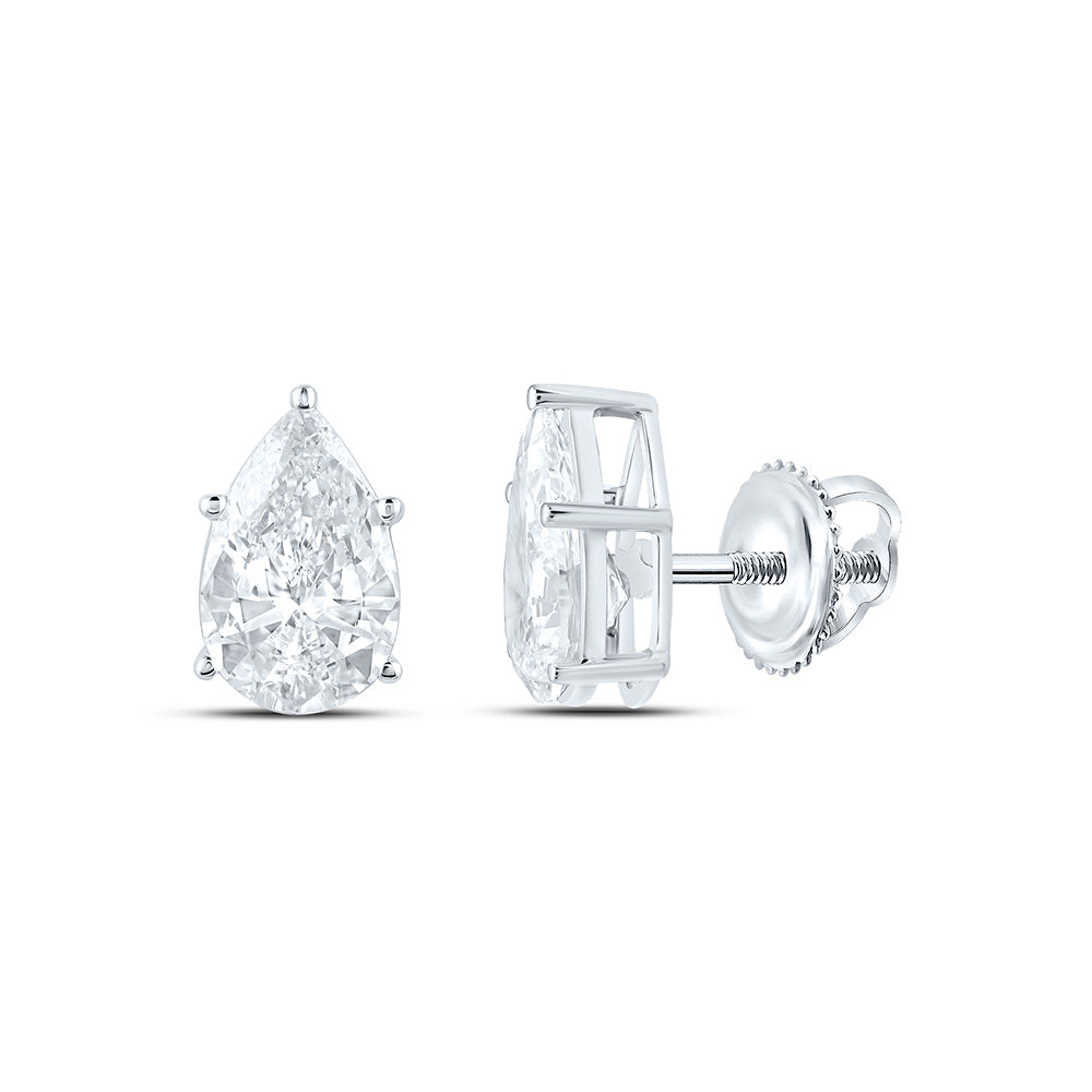 14K Yellow Or White Gold 2 Cttw Lab Grown Diamond Pear Solitaire Earring