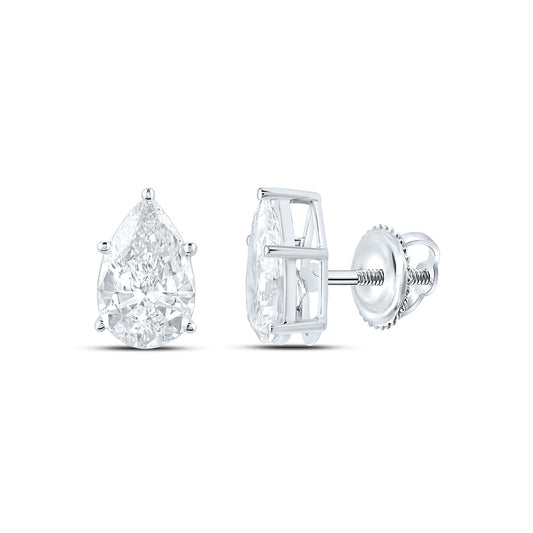 14K Yellow Or White Gold 2 Cttw Lab Grown Diamond Pear Solitaire Earring