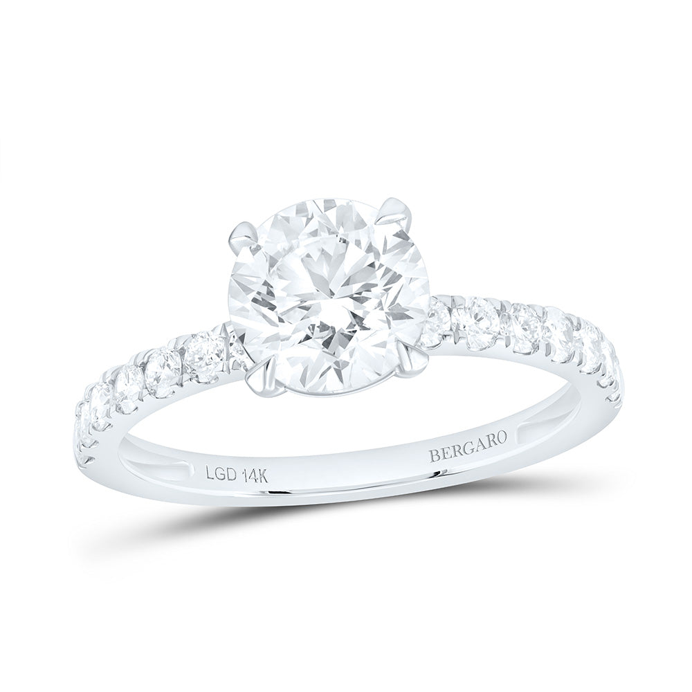 14K Yellow Or White Gold 1 7/8 Cttw Lab Grown Diamond 1 1/2 Cttw Center Round Engagement Ring