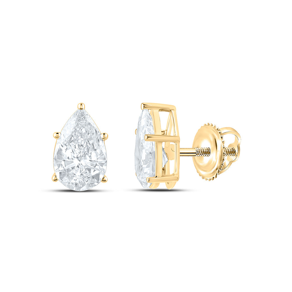 14K Yellow Or White Gold 2 Cttw Lab Grown Diamond Pear Solitaire Earring